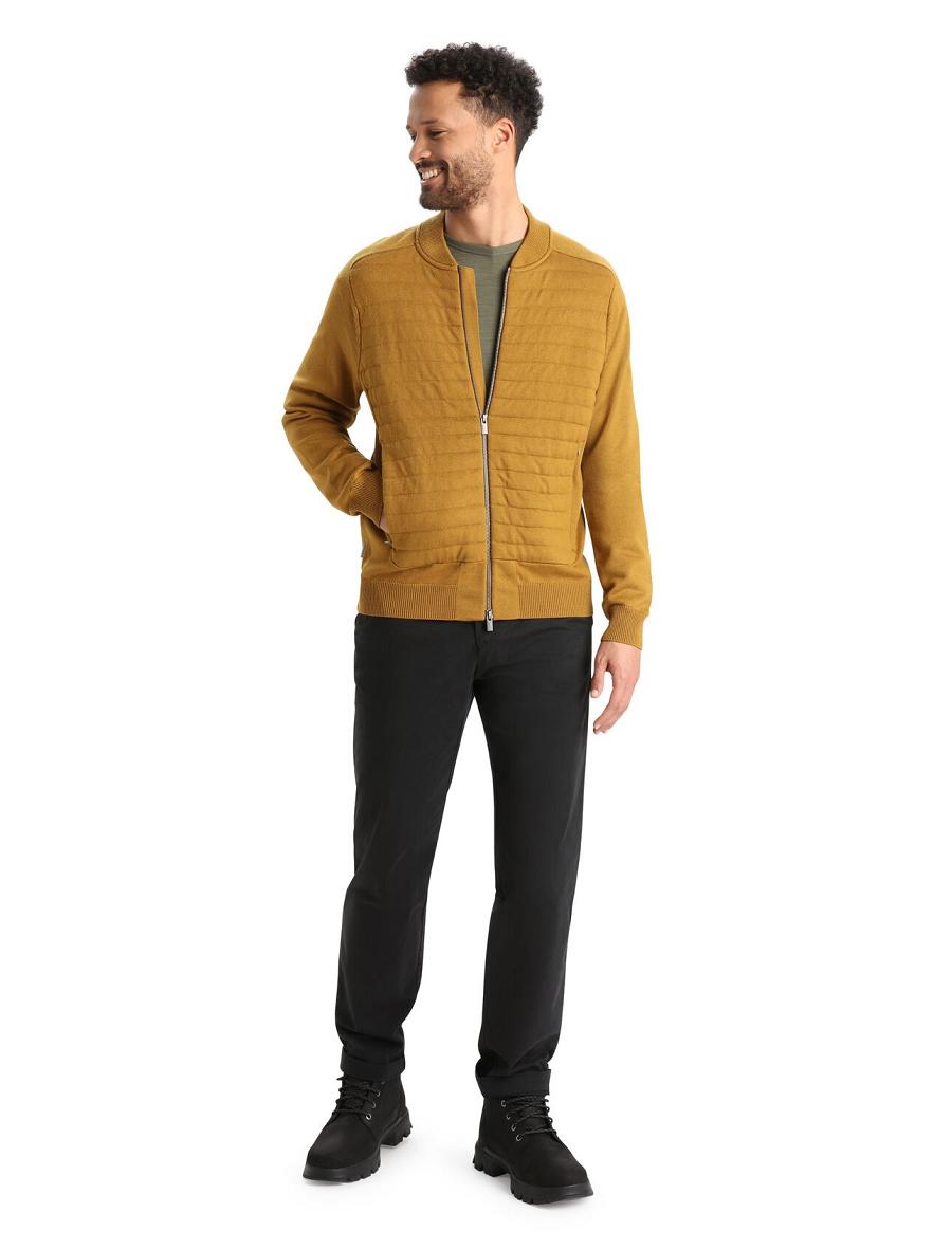 Men's Icebreaker City Label ZoneKnit™ Merino Insulated Knit Bomber Hoodie Clove | CA 1683VRWD